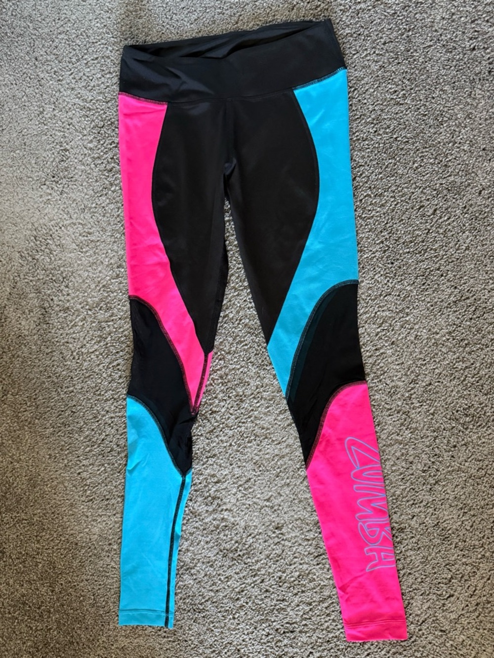 Zumba Fitness Colorblock Leggings in Pink & Blue